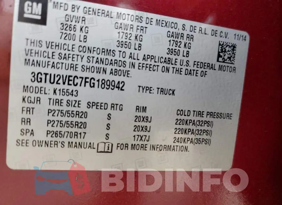 3GTU2VEC7FG189942 Photo# 12