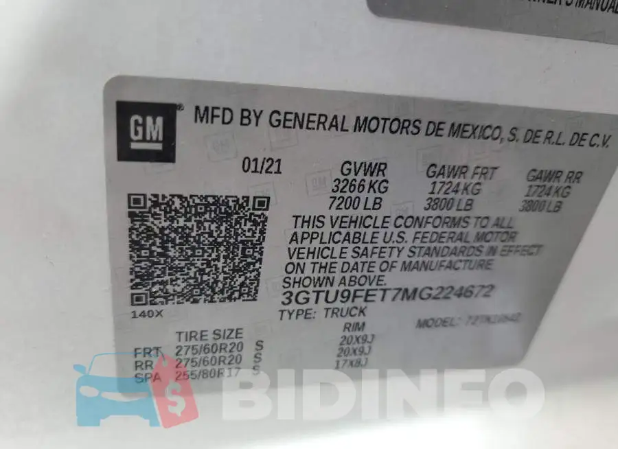 3GTU9FET7MG224672 Photo# 12