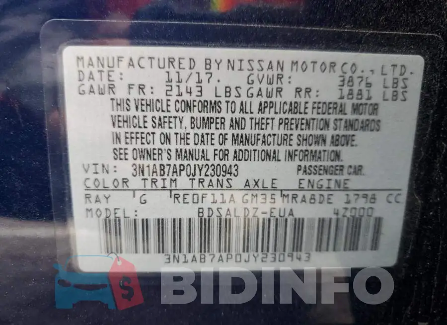 3N1AB7AP0JY230943 Photo# 12