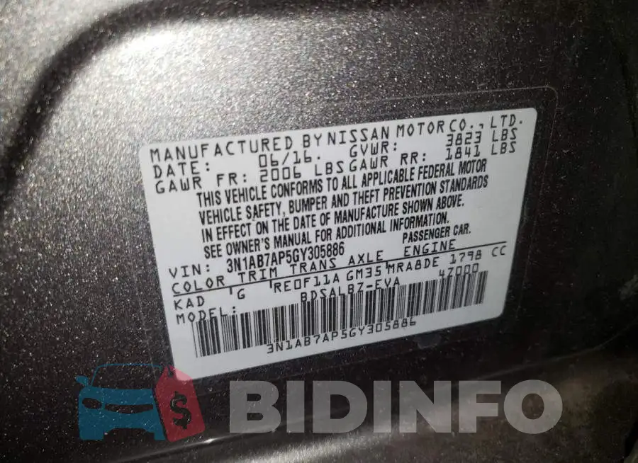 3N1AB7AP5GY305886 Photo# 12