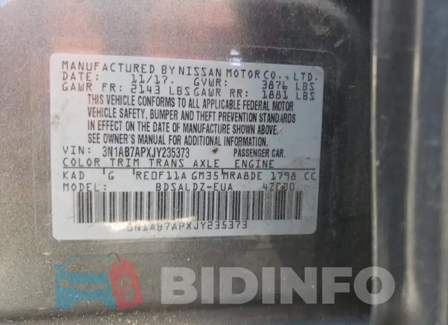 3N1AB7APXJY235373 Photo# 13