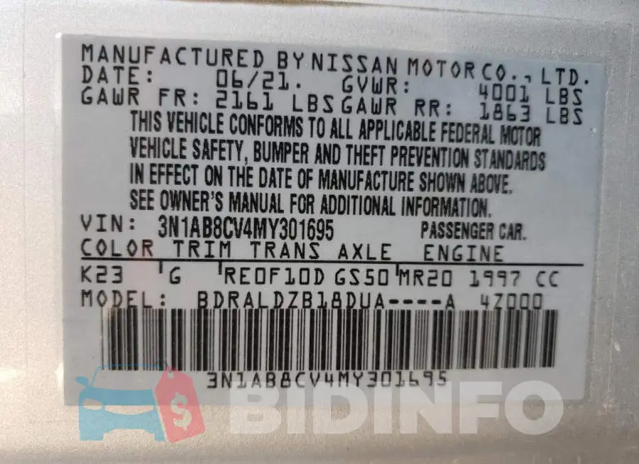 3N1AB8CV4MY301695 Photo# 12