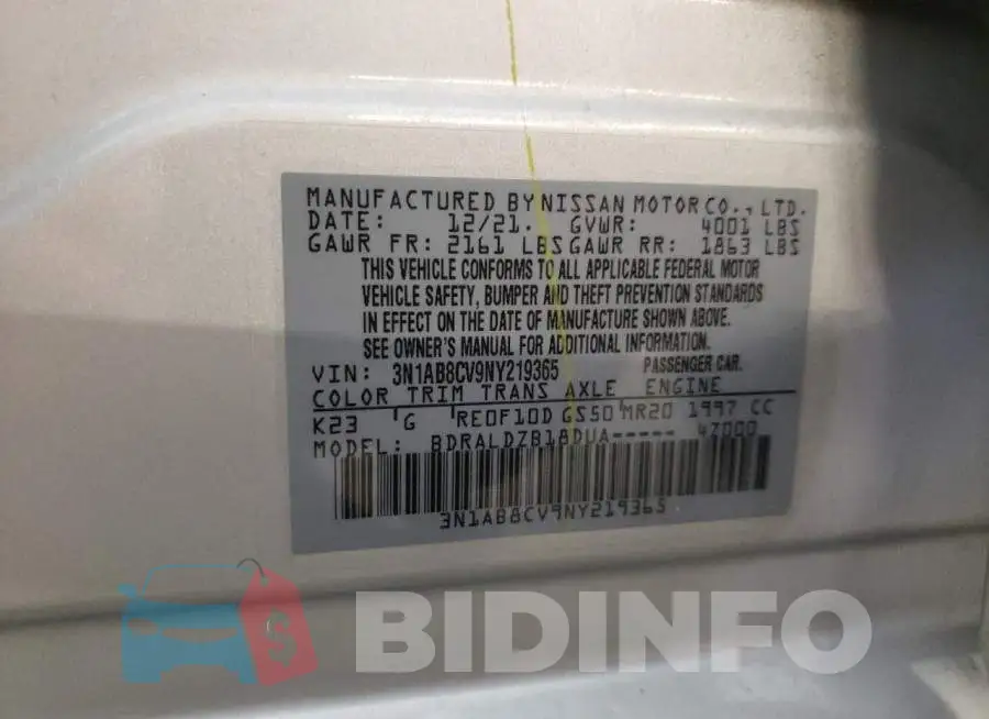 3N1AB8CV9NY219365 Photo# 12