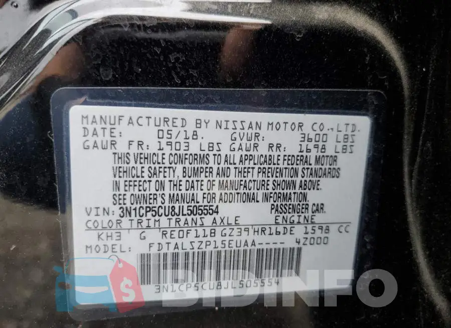 3N1CP5CU8JL505554 Photo# 13