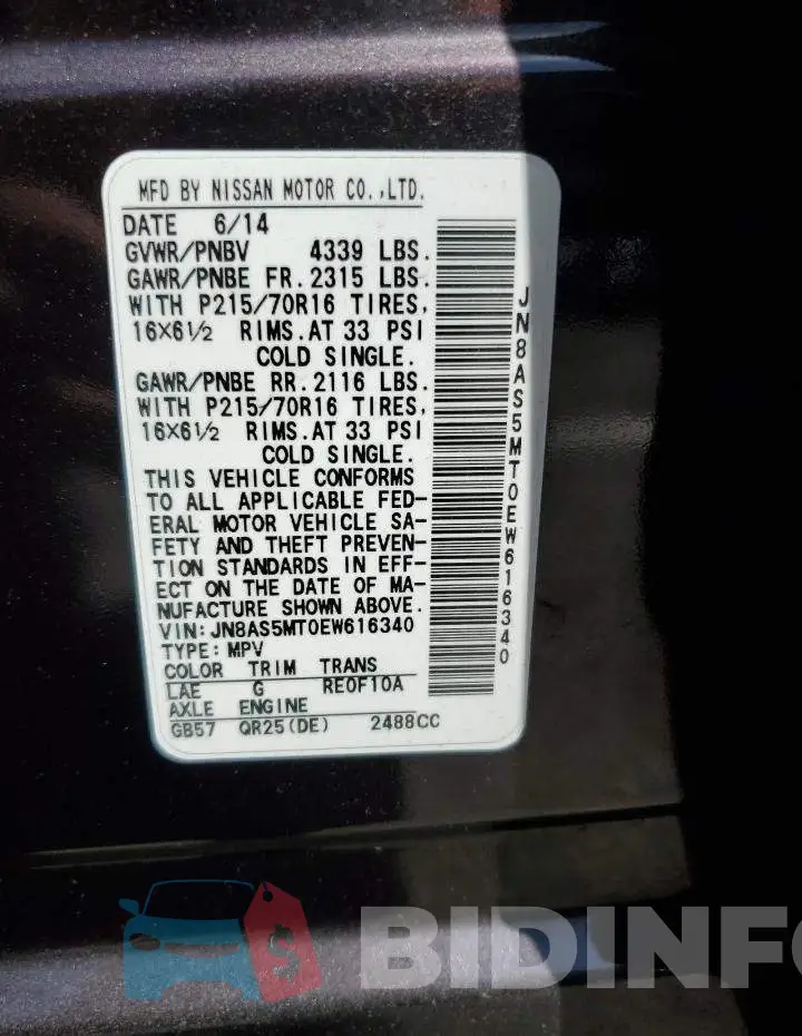 JN8AS5MT0EW616340 Photo# 14