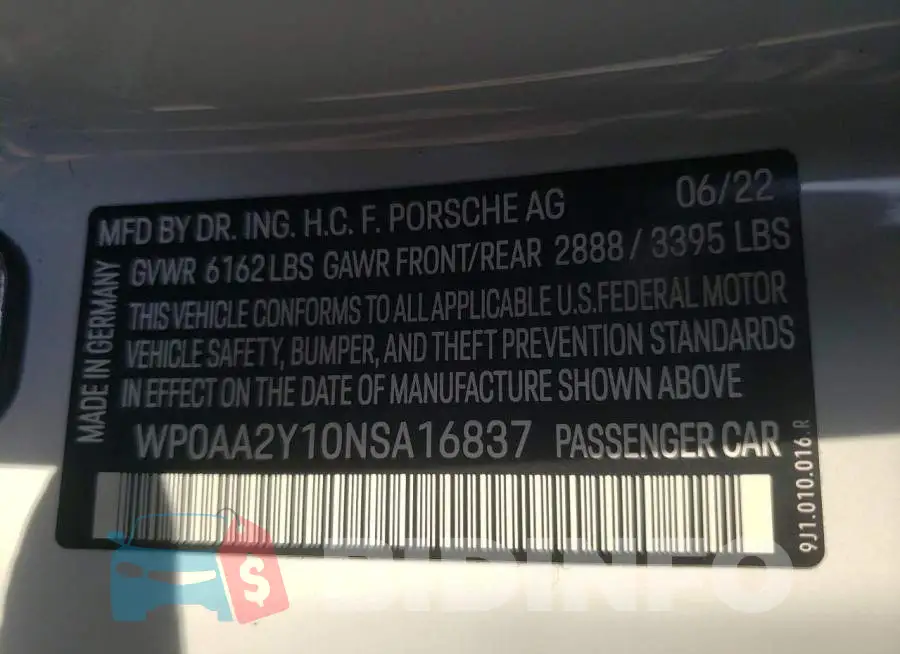 WP0AA2Y10NSA16837 Photo# 12