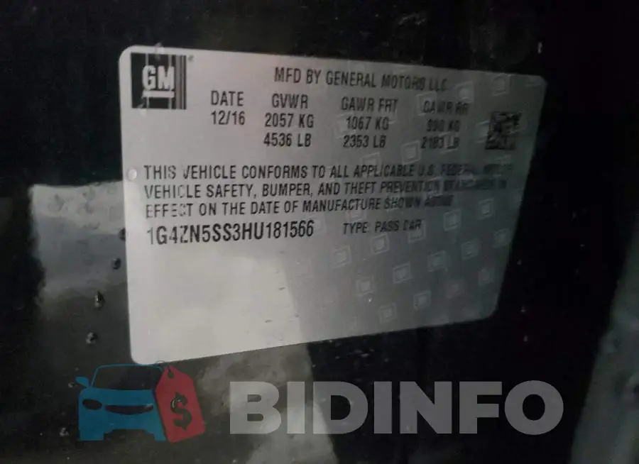 1G4ZN5SS3HU181566 Photo# 12