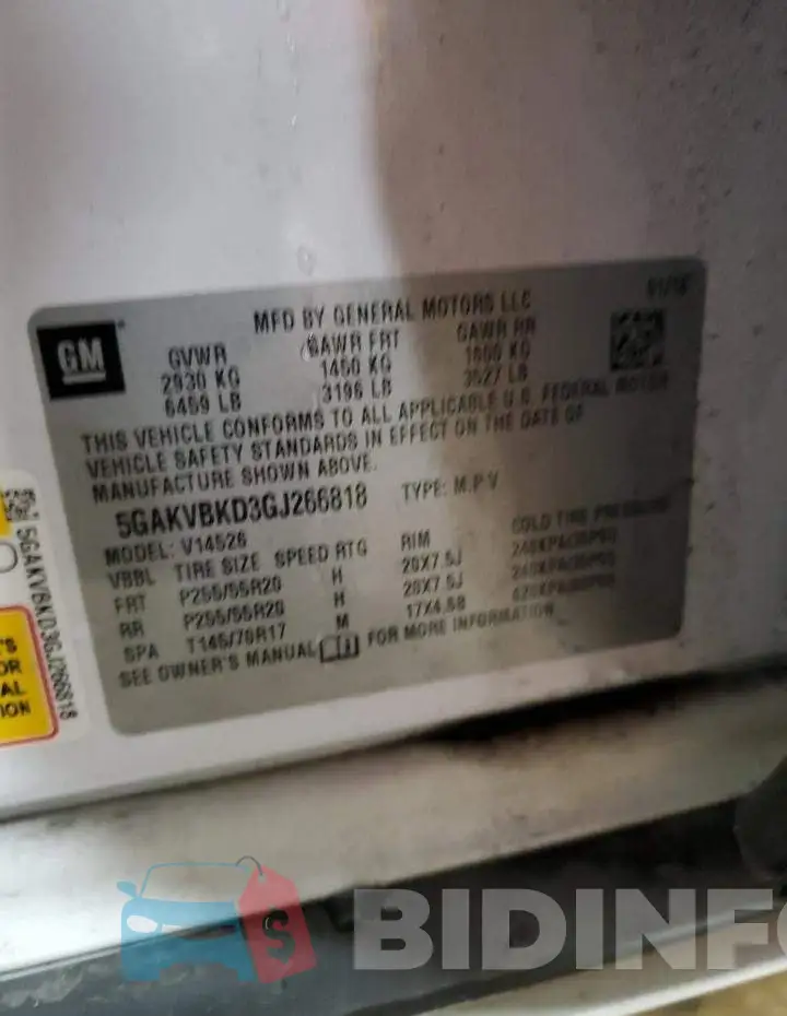 5GAKVBKD3GJ266818 Photo# 14