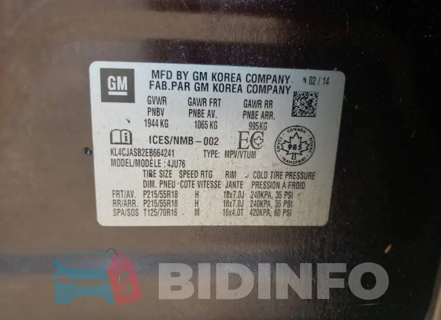 KL4CJASB2EB664241 Photo# 13