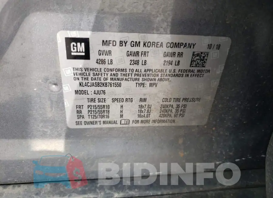 KL4CJASB2KB761550 Photo# 13