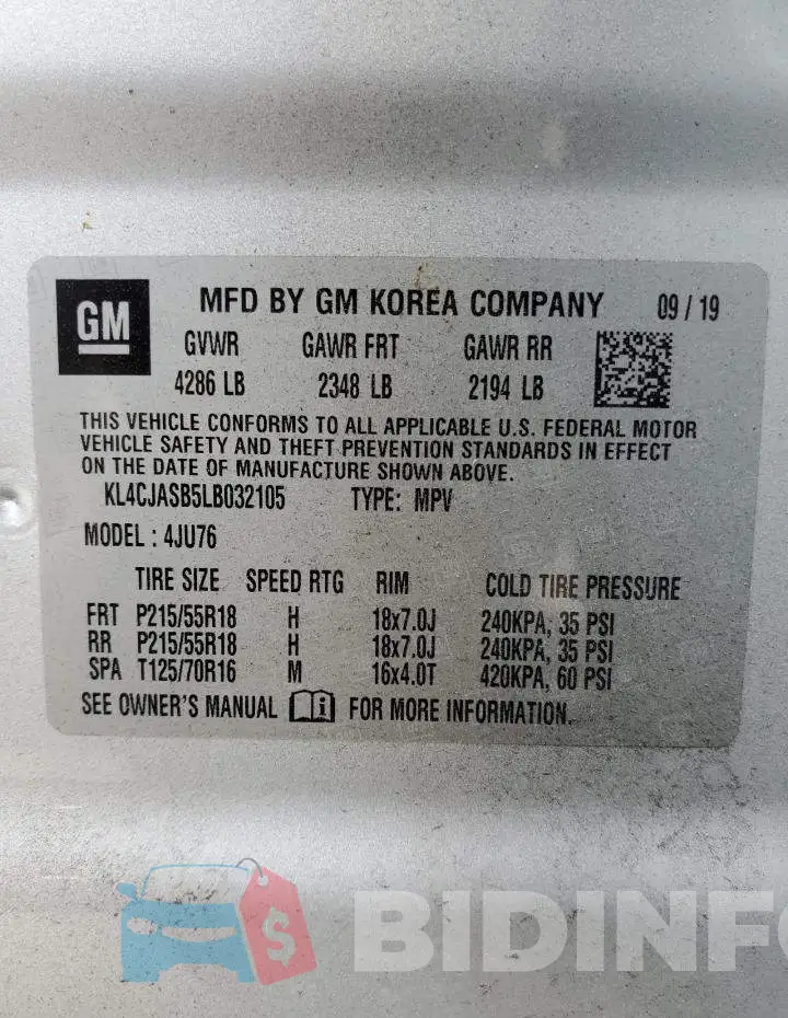 KL4CJASB5LB032105 Photo# 14