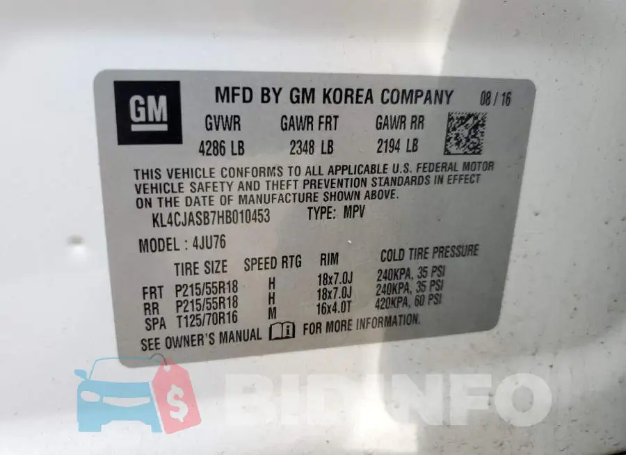 KL4CJASB7HB010453 Photo# 12