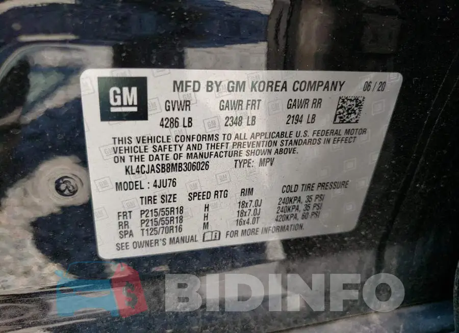 KL4CJASB8MB306026 Photo# 13