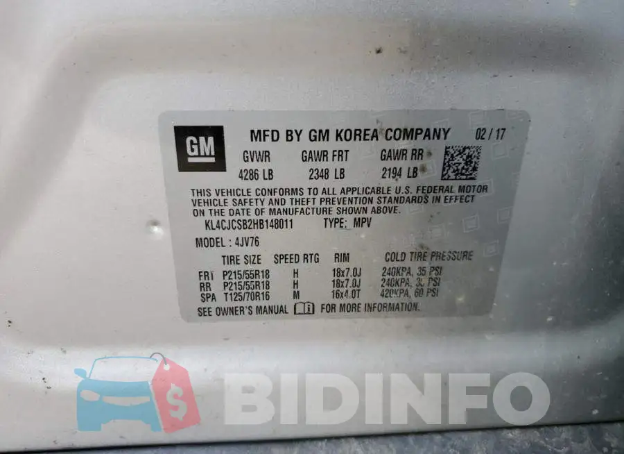 KL4CJCSB2HB148011 Photo# 12