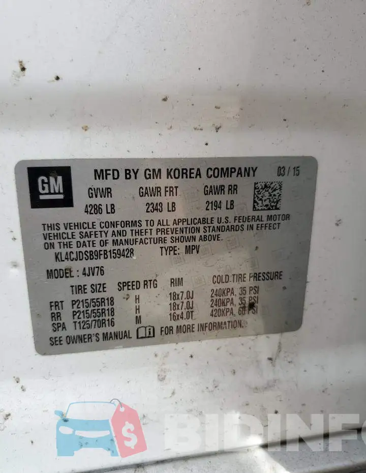 KL4CJDSB9FB159428 Photo# 13