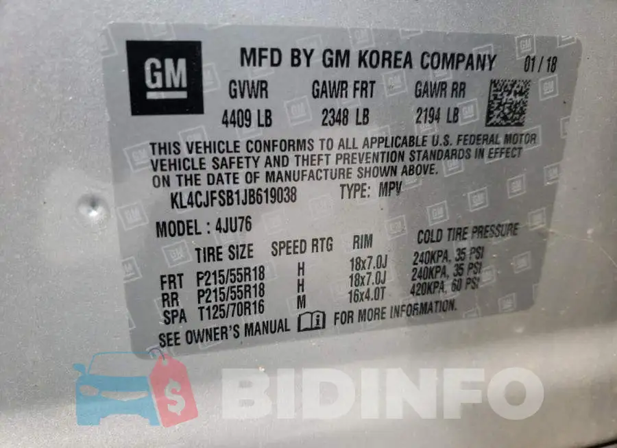 KL4CJFSB1JB619038 Photo# 13