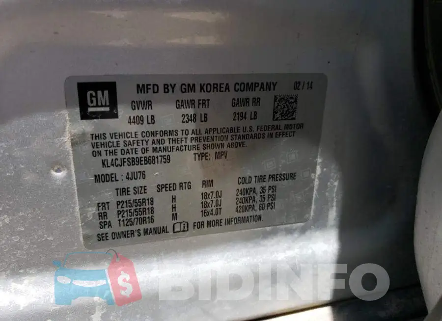 KL4CJFSB9EB681759 Photo# 13