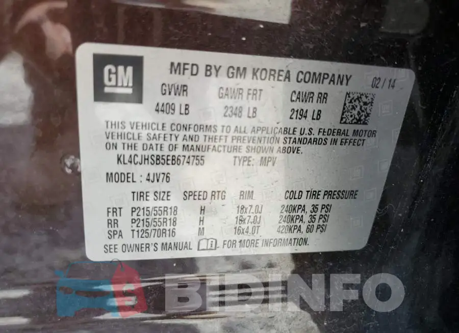 KL4CJHSB5EB674755 Photo# 12