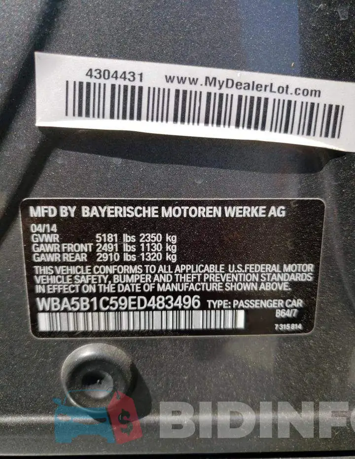 WBA5B1C59ED483496 Photo# 12