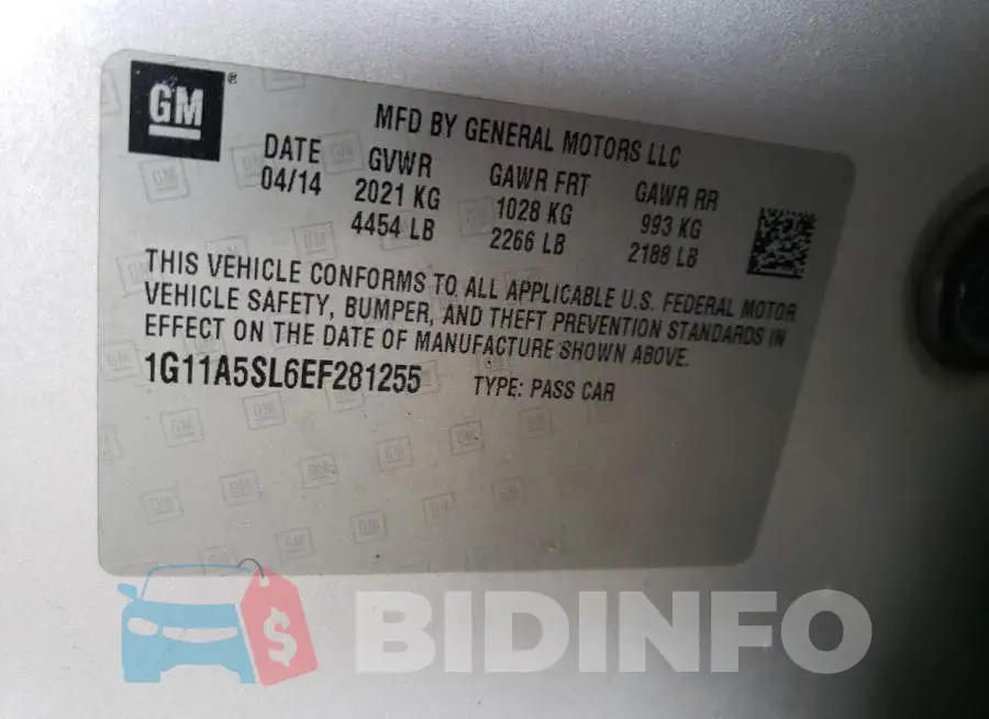 1G11A5SL6EF281255 Photo# 12