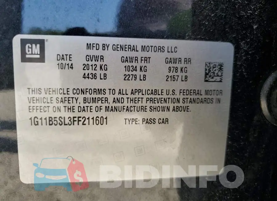 1G11B5SL3FF211601 Photo# 12