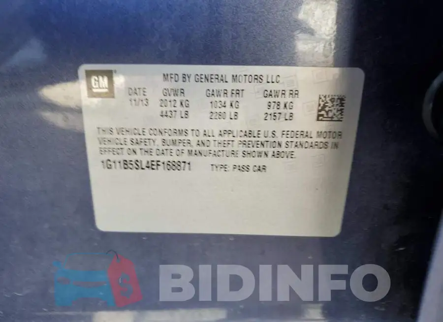 1G11B5SL4EF168871 Photo# 12