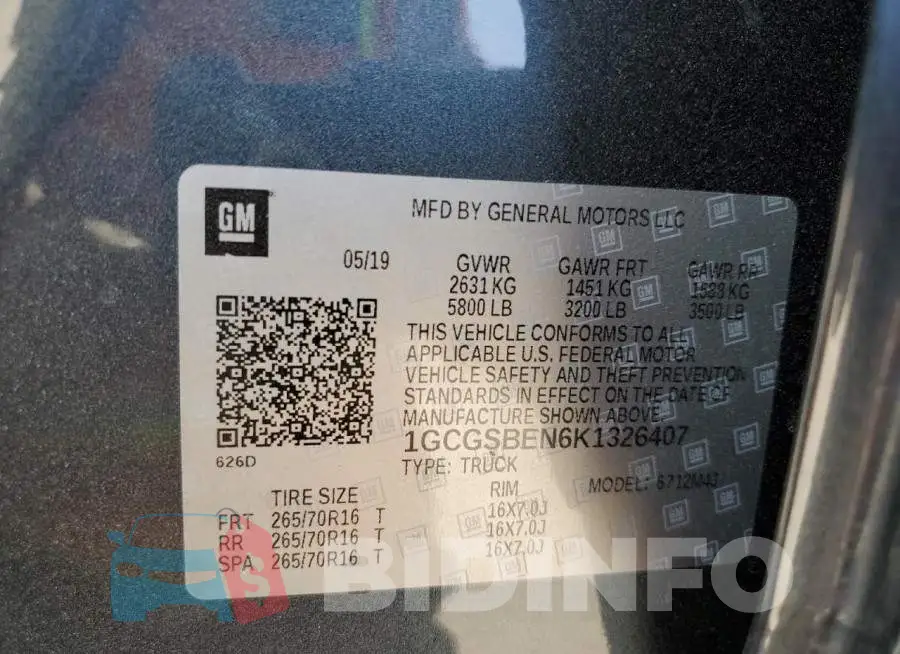 1GCGSBEN6K1326407 Photo# 13