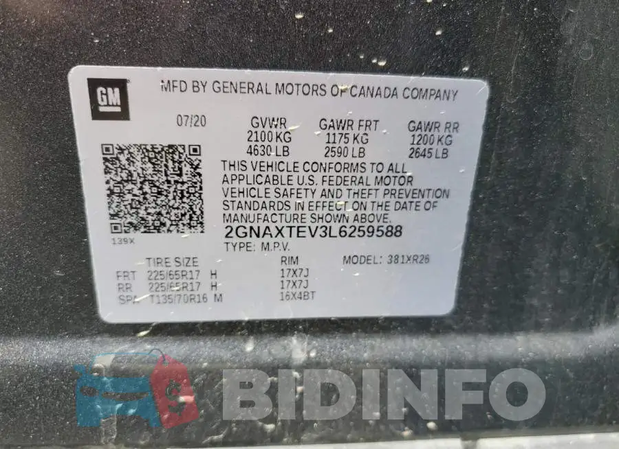 2GNAXTEV3L6259588 Photo# 14