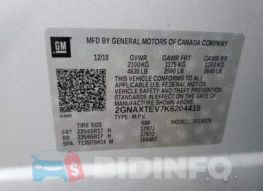 2GNAXTEV7K6204415 Photo# 13