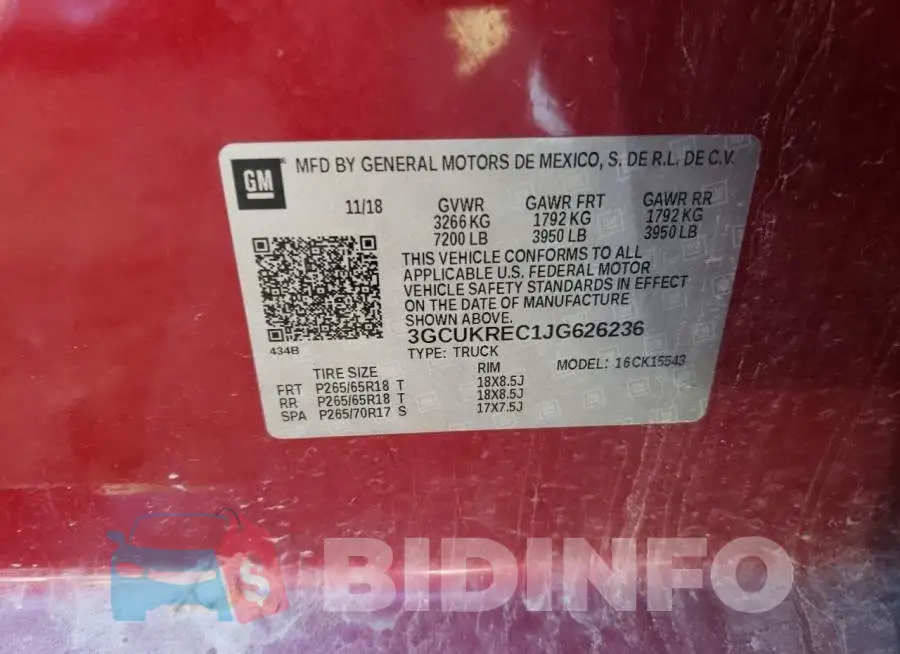 3GCUKREC1JG626236 Photo# 12