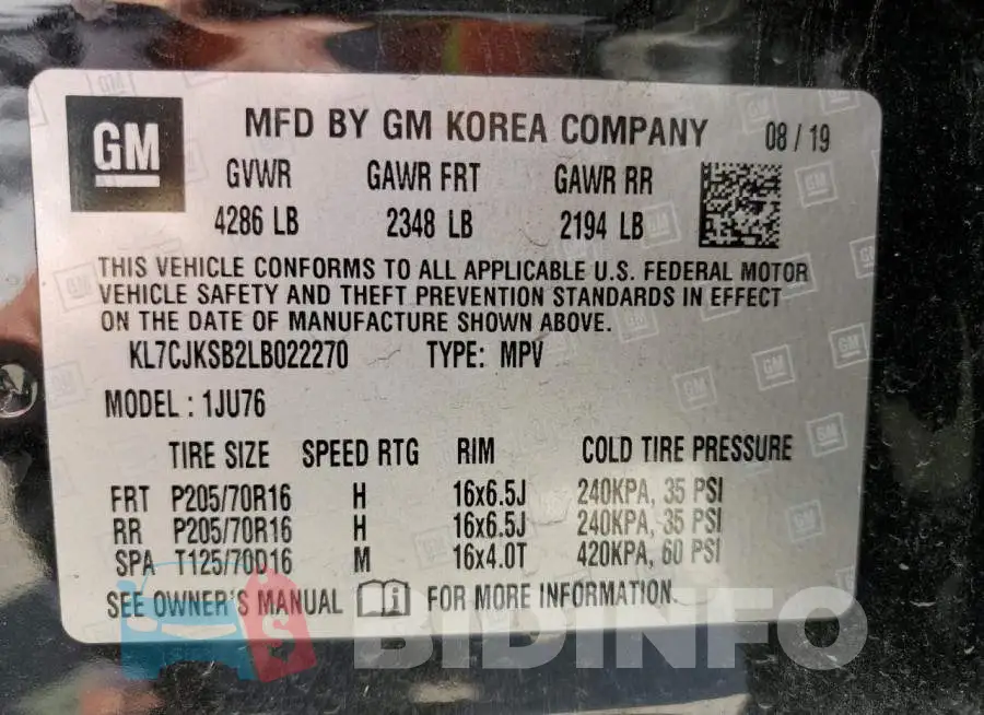 KL7CJKSB2LB022270 Photo# 14