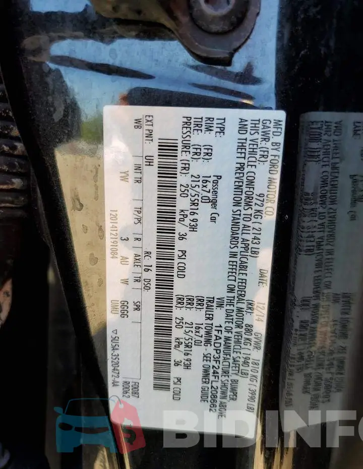 1FADP3F24FL208662 Photo# 12