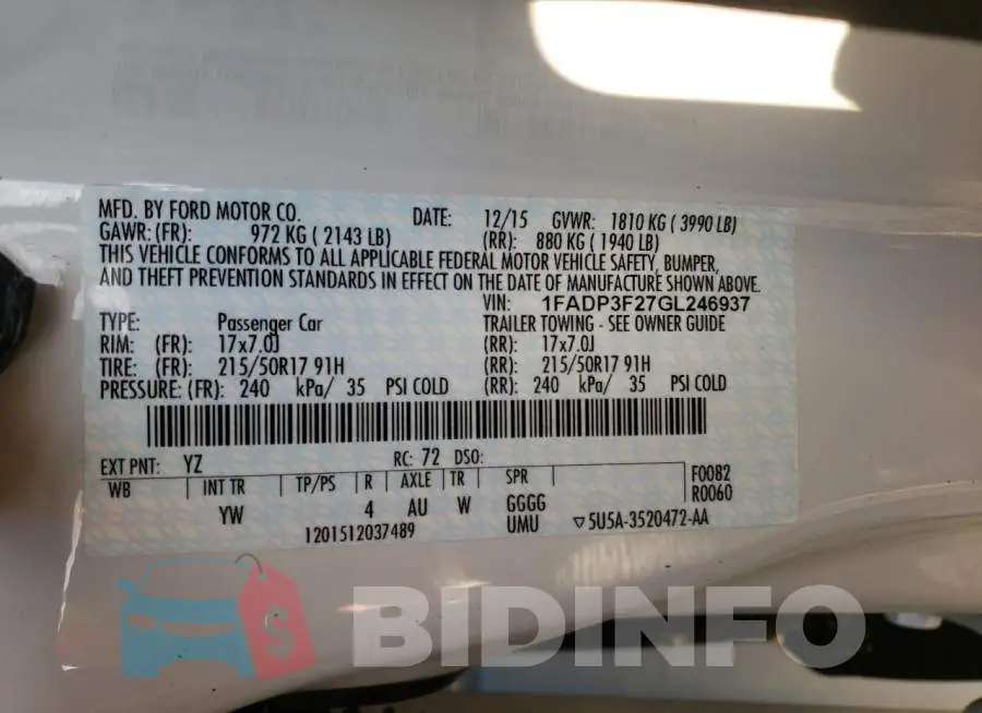 1FADP3F27GL246937 Photo# 13