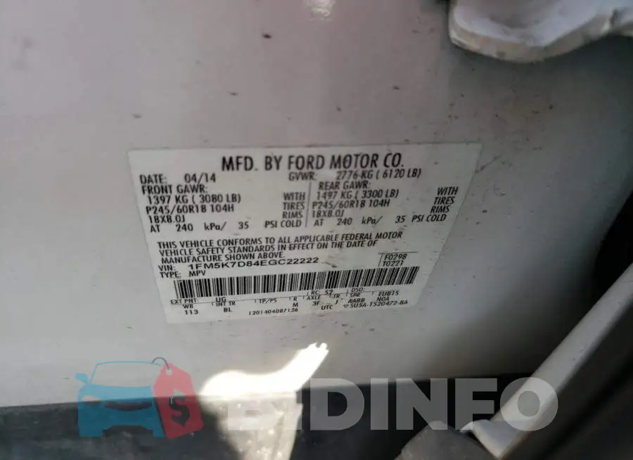 1FM5K7D84EGC22222 Photo# 14