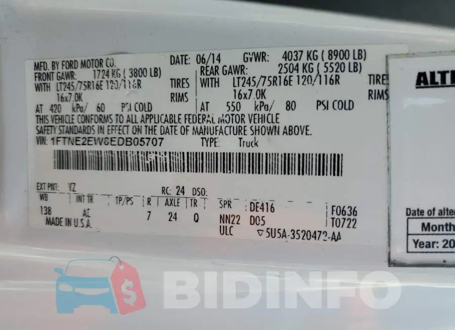 1FTNE2EW6EDB05707 Photo# 13