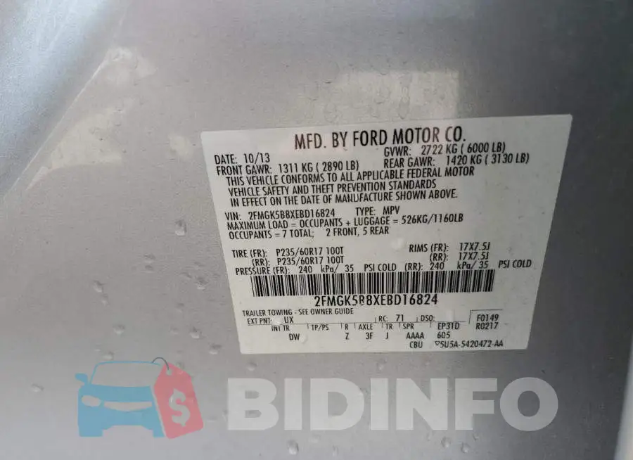 2FMGK5B8XEBD16824 Photo# 13