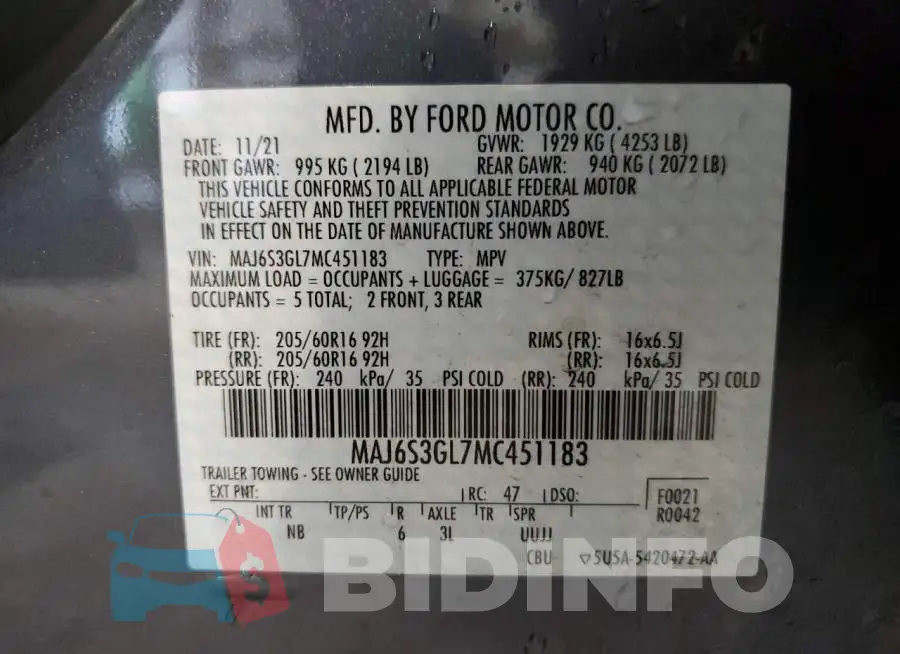 MAJ6S3GL7MC451183 Photo# 14