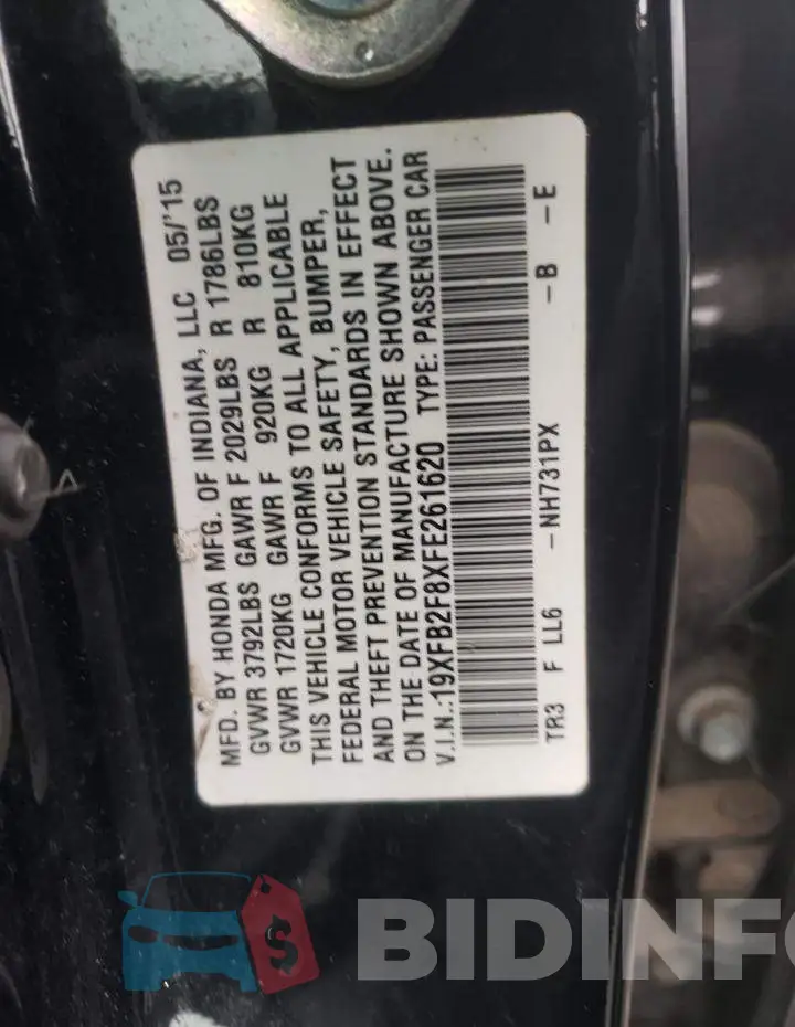 19XFB2F8XFE261620 Photo# 10