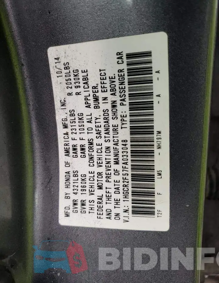 1HGCR2F57FA033048 Photo# 12
