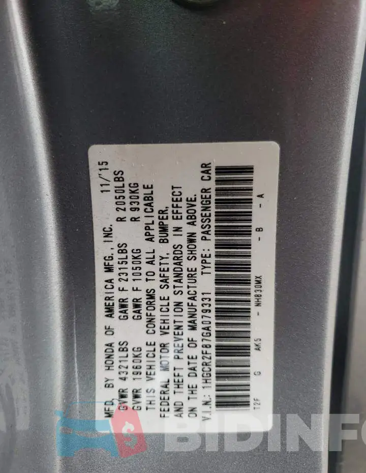 1HGCR2F87GA079331 Photo# 13