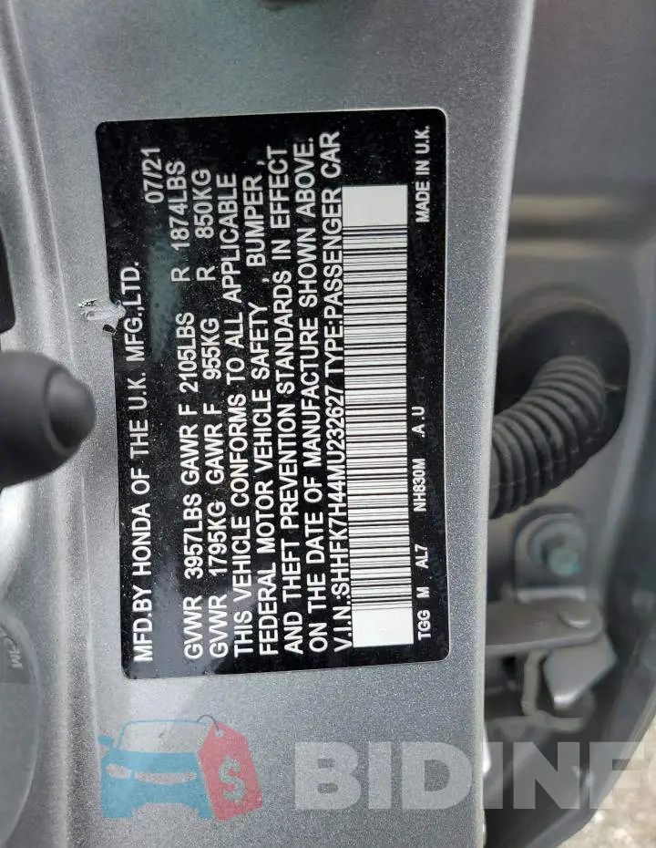 SHHFK7H44MU232627 Photo# 12