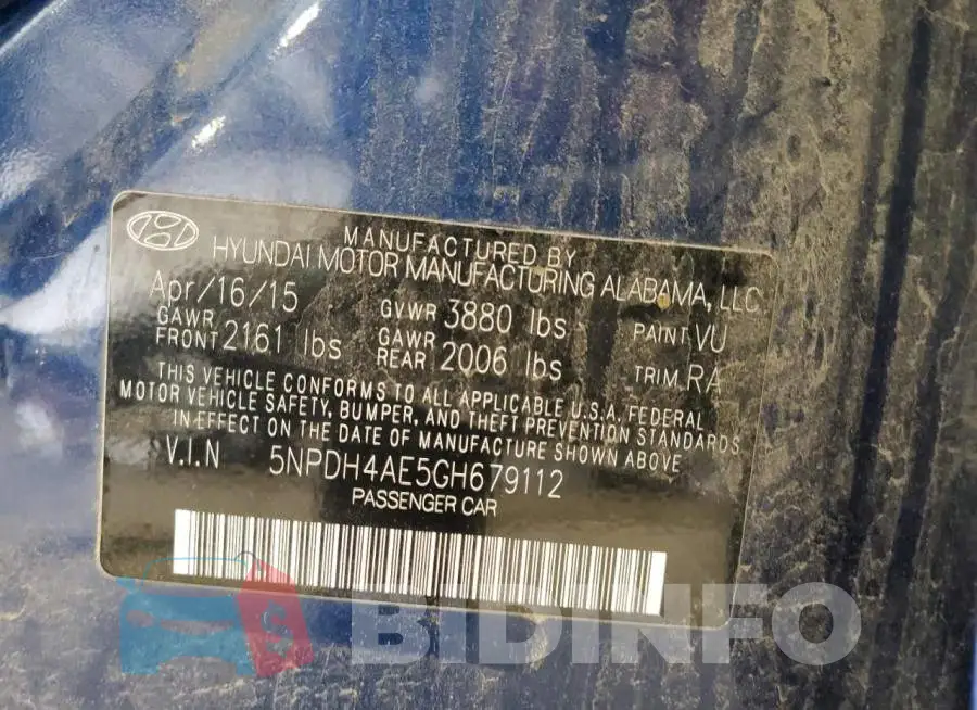 5NPDH4AE5GH679112 Photo# 12