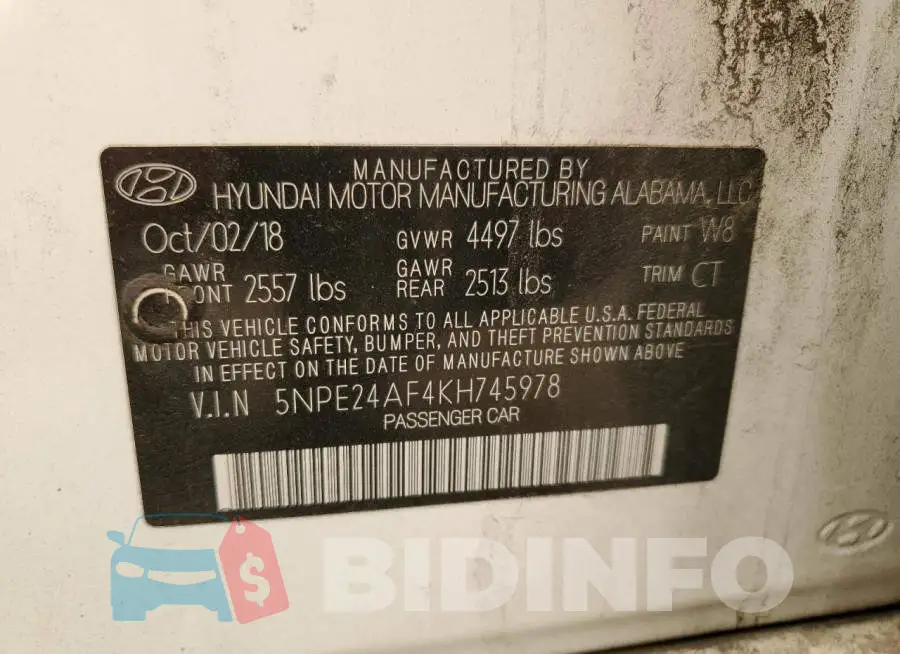 5NPE24AF4KH745978 Photo# 13