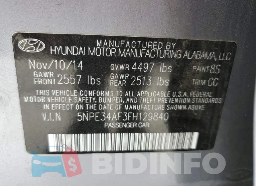 5NPE34AF3FH129840 Photo# 12