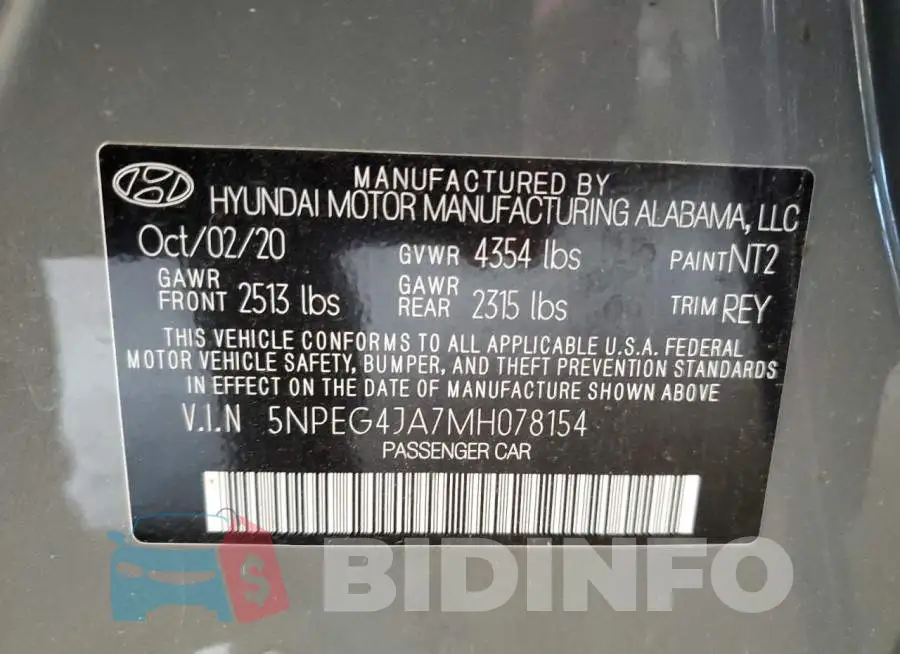 5NPEG4JA7MH078154 Photo# 13