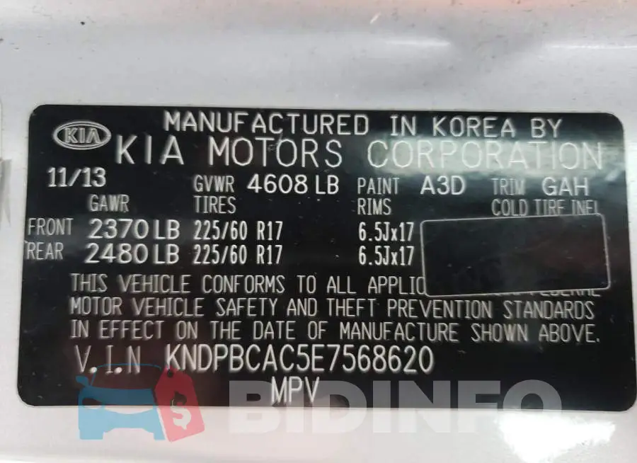KNDPBCAC5E7568620 Photo# 12