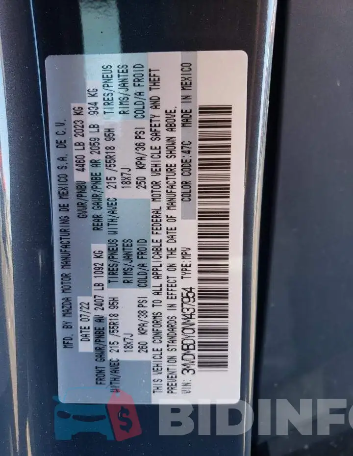 3MVDMBDY0NM437954 Photo# 13