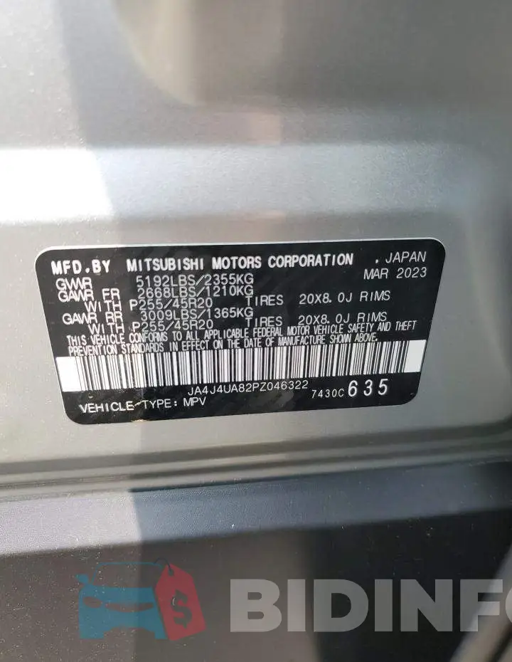 JA4J4UA82PZ046322 Photo# 12