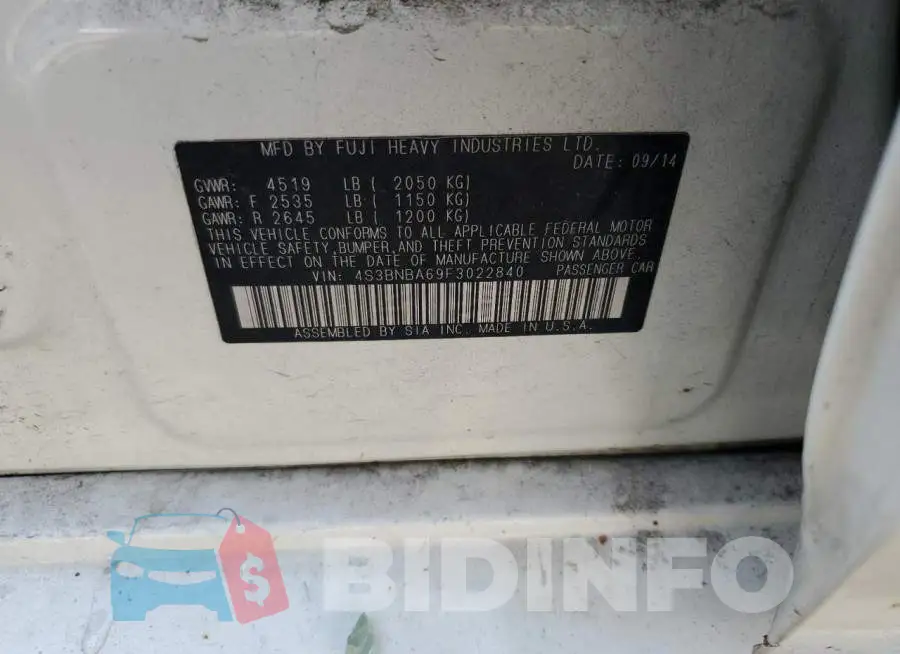 4S3BNBA69F3022840 Photo# 12