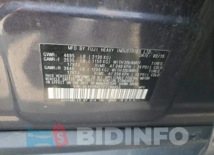 4S4BSBAC2F3298853 Photo# 13